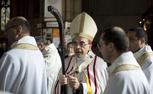 Lyon, le 3 avril 2016. Le cardinal Barbarin.
Crédit : Laurent Cipriani / Sipa