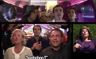 Libdub des Jeunes populaires de l'UMP, en 2010. Capture d'écran du zapping des chansons politiques appelant au changement.