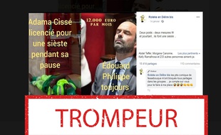 Contrairement à ce qu'indique ce post Facebook, Edouard Philippe n'était pas assoupi au moment où a été prise cette photo.