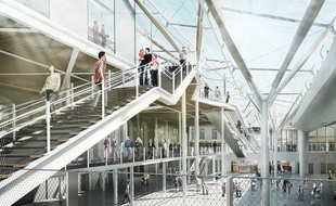Vue de l'intérieur de la future gare de Rennes, actuellement en rénovation.