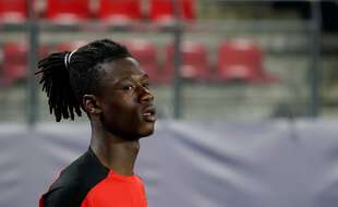 Eduardo Camavinga sous le maillot rennais en Ligue des champions, le 24 novembre 2020 contre Chelsea.