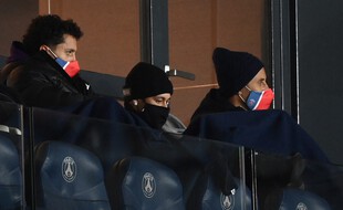 Neymar, Marquinhos et Navas, lors d'un match au Parc des princes en février 2021.