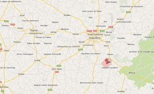 Capture d'écran Google map de Magnac Lavalette, en Charente.