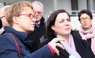 La député-maire de Rennes Nathalie Appéré, ici en mars 2016, lors de la visite de la ministre du logement Emmanuelle Cosse.