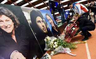 Un hommage à Florence Arthaud, Camille Muffat et Alexis Vastine le 11 mars 2015 à l'Insep.