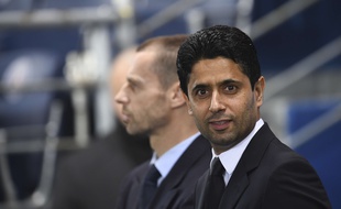 Le président Nasser al Khelaifi lors du match PSG-Barcelone, en 8e de finale aller de Ligue des champions, le 8 mars 2017.