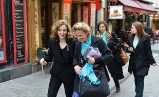 Nathalie Kosciusko-Morizet et Florence Berthout le 7 mars 2014 dans le Ve arrondissement à Paris