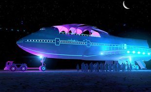 Un Boeing 747-300 Jumbo Jet de 1985 cloué au sol a été transformé en club dans le cadre du festival Burning Man, organisé du 28 août au 5 septembre dernier dans le désert du Nevada (Etats-Unis).