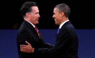 Mitt Romney et Barack Obama, le 22 octobre 2012, lors du troisième et dernier débat présidentiel.