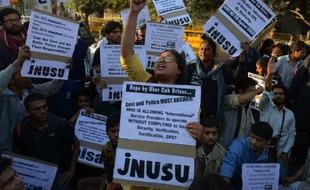 Manifestation le 7 décembre 2014 à New Delhi contre le viol présumé d'une passagère par un chauffeur de la compagnie Uber