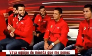 Capture d'écran d'une vidéo montrant Ronaldo en train d'insulter ses coéquipiers après un petit jeu organisé par un sponsor du Real Madrid, le 1er décembre 2014.