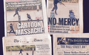 Unes internationales après la tuerie chez «Charlie Hebdo» le 7 janvier 2015.