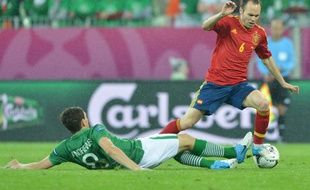 L'Espagnol Andres Iniesta contre l'Irlande, le 14 juin 2012 à Gdansk.
