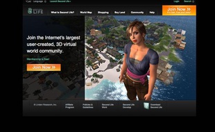 Page d'accueil de l'«univers virtuel» Second Life
