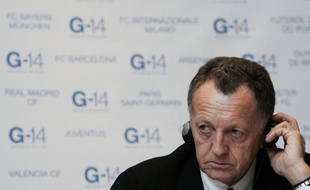 Jean-Michel Aulas lors d'une réunion du G14 à Bruxelles le 13 novembre 2007.