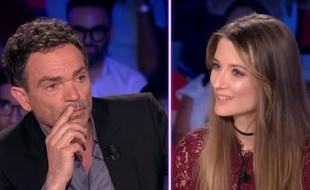 Yann Moix et Diane Ducret dans «On n'est pas couché» diffusé le 9 juin 2018 sur France 2.