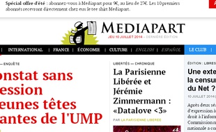 Capture d'écran du site d'information en ligne Mediapart.