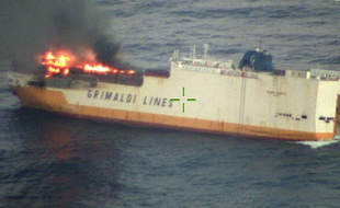 Le navire «Grande America» a fait naufrage à 333 km à l'ouest de La Rochelle, le 12 mars 2019.