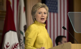 Hillary Clinton à l'Université de Stanford (Californie), le 23 mars 2016.