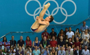 Le Britannique Thomas Daley lors de l'épreuve du plongeon à dix mètres, le 11 août 2012 à Londres.