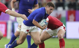 Antoine Dupont contre le pays de Galles en quart de finale de Coupe du monde, le 20 octobre 2019 à Oita au Japon. Le dernier match du demi de mêlée international à ce jour.