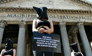 Flash mob d'Amnesty International contre les disparitions en Egypte, le 13 juillet 2016 à Rome