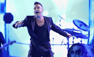 Robbie Williamslors de son concert à Adelaide (Australie), le 14 octobre 2015.