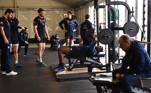 Le XV de France à l'entraînement à Marcoussis, le 19 février 2018.