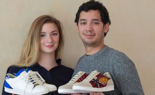 Aurélie Gisclon et
Nicolas Raudrant, deux anciens étudiants
du Skema Sophia-Antipolis,
viennent de créer leur marque de
baskets en tissu africain, Wibes.
