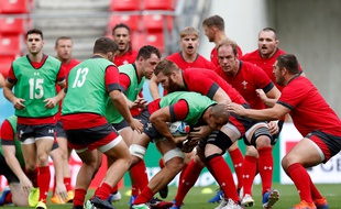 Les Gallois lors d'un entraînement au Japon.