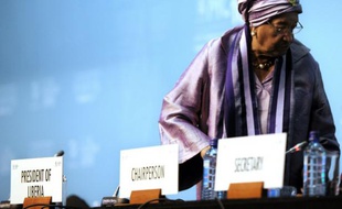 La présidente du Liberia, Ellen Johnson-Sirleaf, le 16 décembre 2015 lors de la 10e conférence ministérielle de l'Organisation mondiale du commerce (OMC) à Nairobi