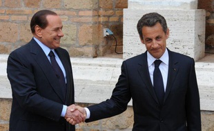 Silvio Berlusconi et Nicolas Sarkozy, le 26 avril 2011, à Rome.