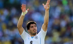 Luis Suarez le 24 juin 2014 lors du match entre l'Italie et l'Uruguay.