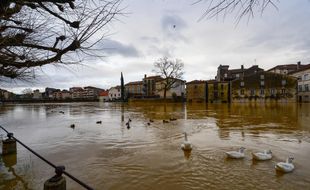 A Mont-de-Marsan, Landes, où des crues importantes sont constatées le 01/01/2021.