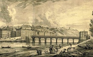 Le pont Morand, construit puis démonté en partie en 1793, par Jean-Antoine Morand.