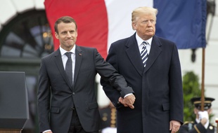 Emmanuel Macron et Donald Trump devant la Maison Blanche, le 24 avril 2018.