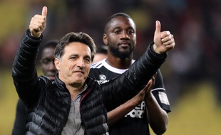 Christophe Pelissier, l'entraîneur d'Amiens après le match nul de son équipe à Monaco en Ligue 1, le 28 avril 2018.