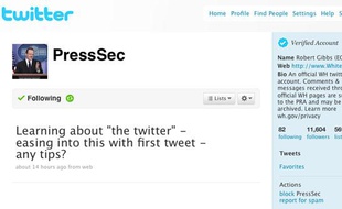 Twitter de Robert Gibbs, porte-parole de Barack Obama.