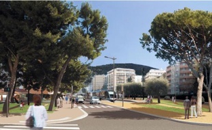 Aperçu du nouveau terminus, au pied du futur hôpital Pasteur, en cours de construction.