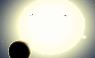 Image d'artiste de la nouvelle exoplanète Kepler-76b et de son étoile.