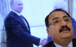 L'ambassadeur syrien à Moscou, Riad Haddad, lors d'une conférence de presse, le 1er octobre 2015, dans la capitale russe