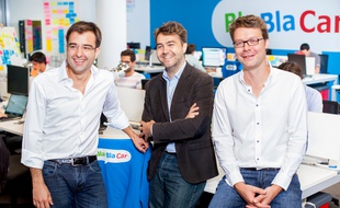 Les cofondateurs de la startup française BlaBlaCar Nicolas Brusson, Frédéric Mazzella et Francis Nappez.