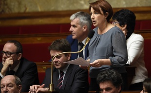 La députée écologiste Isabelle Attard lors des Questions au Gouvernement le 20 janvier 2016.