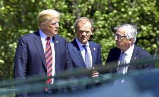 Donald Trump, président des Etats-Unis, Donald Tusk, président du Conseil européen et Jean-Claude Juncker, président de la Commission européenne.
