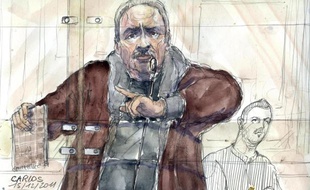 Un dessin représentant Carlos, alias Ilich Ramirez Sanchez, lors de son procès le 15 décembre 2011.