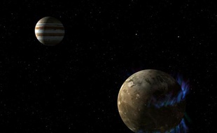 Une vision d'artiste de la lune Ganymède en orbite autour de Jupiter, diffusée par la Nasa le 12 mars 2015
