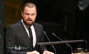 Leonardo DiCaprio devant les Nations unies à New York, le 23 septembre 2014
