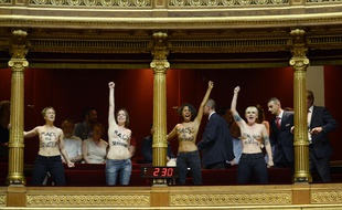 Quatre Femen ont interrompu la séance au Sénat jeudi 17 juillet 2014.