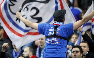 Les Irrésistibles Français à l'ouvrage au Stade de France.