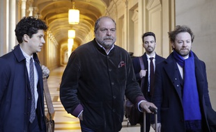 Paris, le 25 mars. Archibald Celeyron (à gauche), Eric Dupond-Moretti (au centre) et Antoine Vey, les avocats d'Abdelkader Mérah, arrivent à la cour d'appel de Paris.